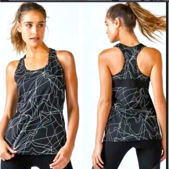 Fabletics Tops - Fabletics Tank‎ Top Women's Size M Black & White Racerback Athletic Activewear